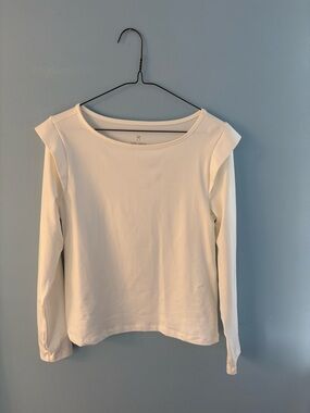 Dudley Stephens Light Cream Sleeve Crewneck Top with Shoulder Detail